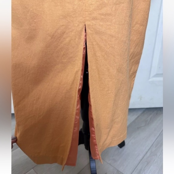 Vintage ISC Dress And Jacket Set Linen Blend L Orange Maxi Sleeveless Lagenlook - Picture 10 of 13